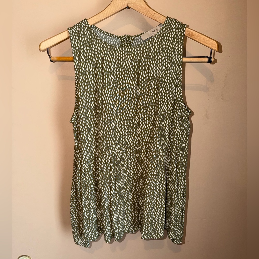 LOFT Olive and White Blouse
